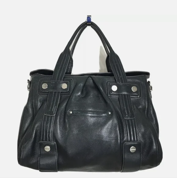 B. Makowsky Handbag Women's Large Black Soft Leather Double Handle Satchel - Picture 2 of 7